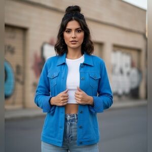 Isaac Mizrahi Live Blue Jacket Womens Size S